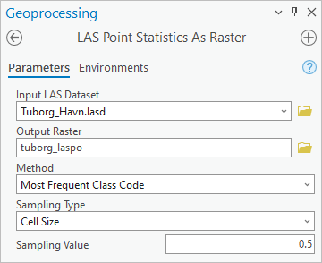 [LAS ポイント統計をラスターに出力 (LAS Point Statistics As Raster)] ツールのパラメーター