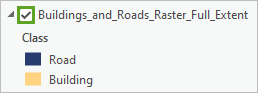 Buildings_and_Roads_Raster_Full_Extent レイヤーがオンになっている状態