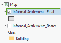 Informal_Settlements_Final レイヤーが選択された状態