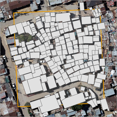 マップ上に表示された Informal_Settlements_Examples レイヤー