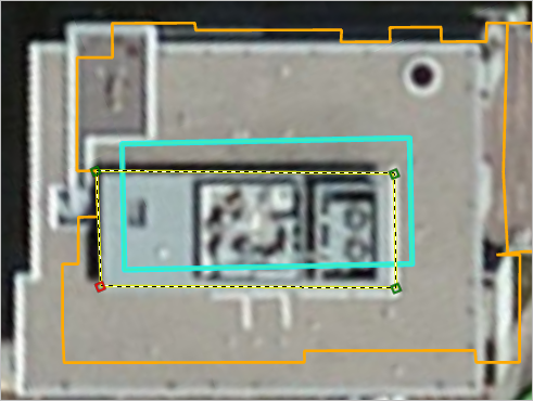 衛星画像ベースマップの位置に合わせて配置された頂点
