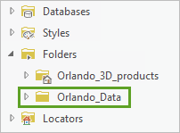 カタログ ウィンドウの Orlando_Data フォルダー