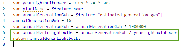 annualGenInLightbulbs 変数を作成します。