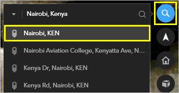 検索結果に表示されるナイロビ、ケニア