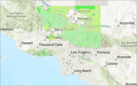 ロサンゼルス郡の非法人地域のゾーニングを含むデフォルト マップ
