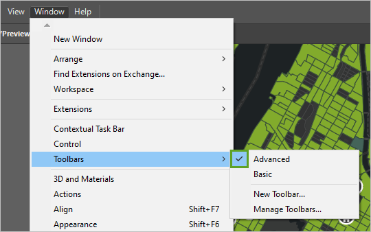 Advanced ツールバーがオンになっている