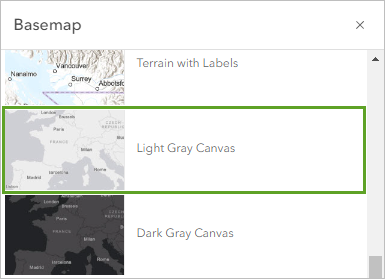 ギャラリーでキャンバス (ライト グレー) ベースマップを選択