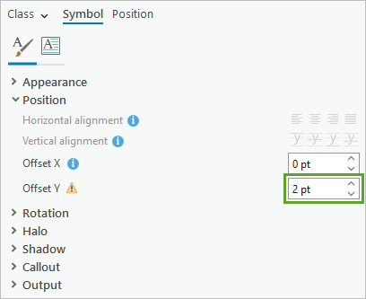 オフセット Y パラメーターを 2 pt に変更