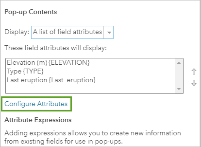 属性の構成オプション