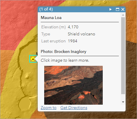 Mauna Loa にズームしたマップ表示