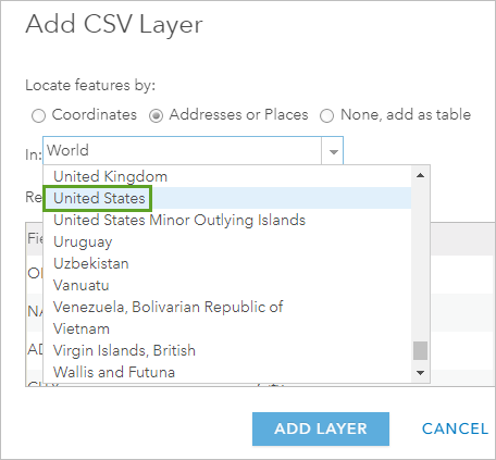 米国内を検索します。