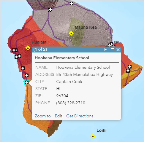 緊急避難所のポップアップ