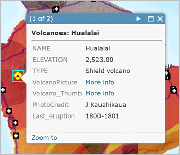 デフォルトの火山ポップアップ