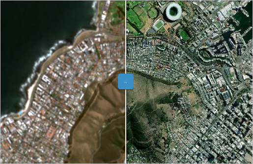 Sentinel-2 Annual GeoMAD と Imagery ベースマップを比較します。