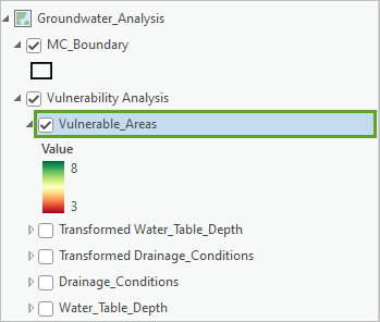 オンにされた Vulnerable_Areas レイヤー