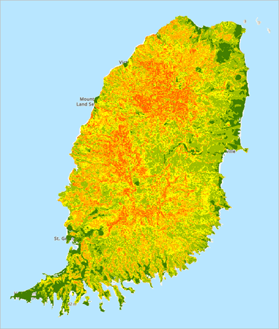 マップ上の Landslide susceptibility レイヤー