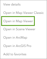 Map Viewer で開くオプション