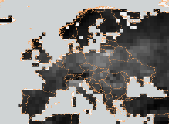 Europe ブックマークにズームしたマップ