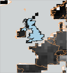 マップ上で選択された英国