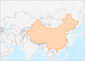 中国だけが表示されたマップ