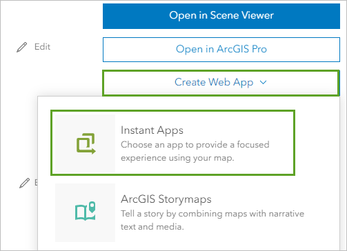 Web アプリの作成メニューの Instant Apps