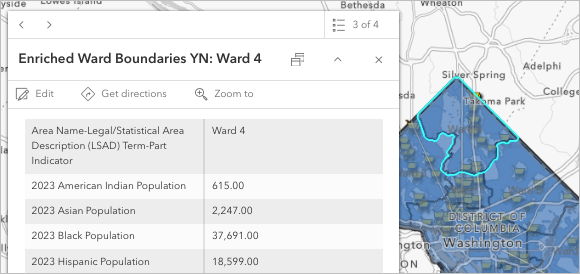 Enriched Ward Boundaries レイヤーのポップアップ