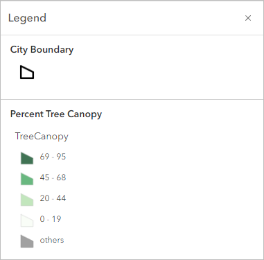 Percent Tree Canopy レイヤーの凡例