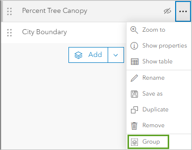 Percent Tree Canopy レイヤーのグループ