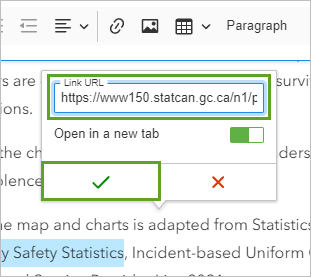 リンクの URL テキストを編集します。