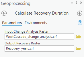 Calculate Recovery Duration パラメーター
