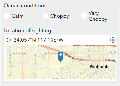 [Location of sighting] のマップ ボタン