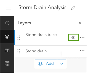 Storm drain trace レイヤーをオフにします。