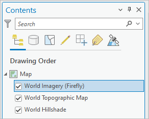 マップに追加された World Imagery (Firefly) レイヤー