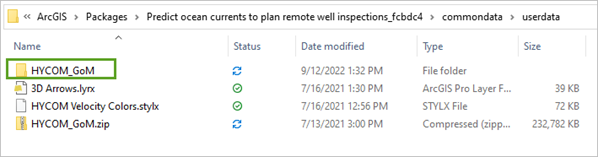 userdata フォルダー内に正常に展開された HYCOM_GoM フォルダー