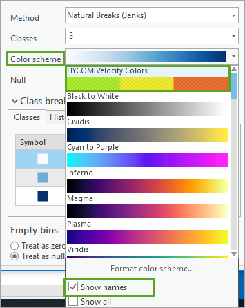 HYCOM Velocity Colors の配色を選択します。