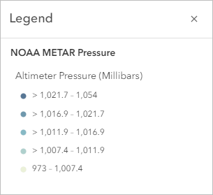 NOAA METAR Pressure の凡例