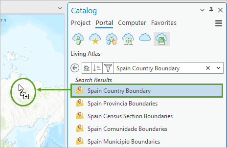 Spain Country Boundary レイヤーをマップに追加。