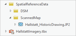 カタログ ウィンドウで ScannedMap フォルダーまで展開