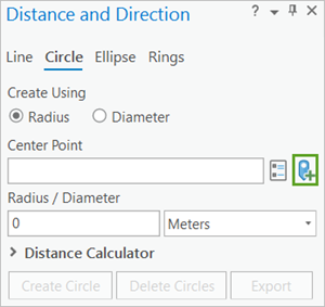 [Distance and Direction] ウィンドウにある [Map Point Tool] ボタン