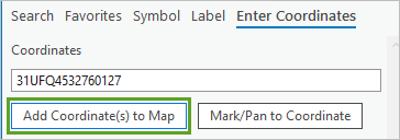 [Add Coordinate(s) to Map] ボタン