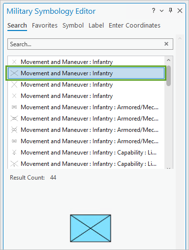 2 番目の [Movement and Maneuver: Infantry] アイテムに含まれる幅広の X シンボル