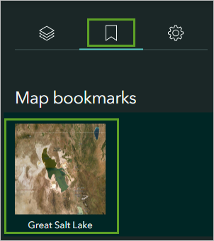 マップの表示設定の調整ウィンドウのブックマーク タブの Great Salt Lake