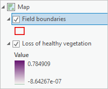 Слой Field boundaries вверху панели Содержание