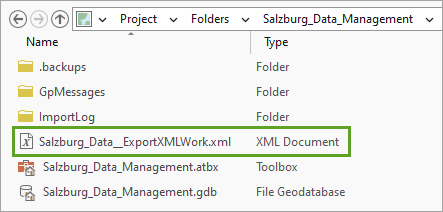 XML-документ рабочей области в домашней папке проекта