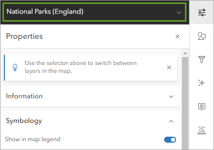 National Parks (England) выбраны на черном баннере в верхней части панели