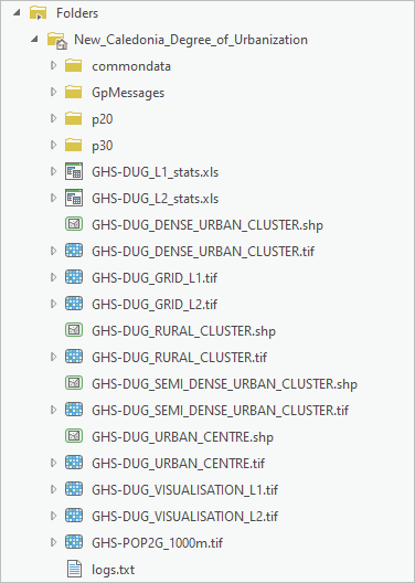 Выходные файлы инструмента GHS Degree of Urbanisation Grid