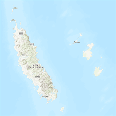 Новая Каледония, отображенная в проекции Мольвейде
