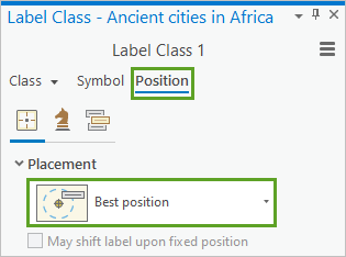 Для Размещения установлено значение Лучшее положение на вкладке Положение панели Класс надписей.