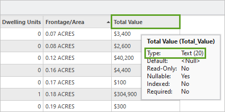 Тип поля Total Value