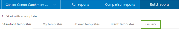 Вкладка Галерея на странице Построить отчеты
